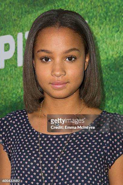 Actress Corinne Massiah arrives at the premiere of Fox's 'Pitch' at West LA Little League Field on September 13, 2016 in Los Angeles, California.