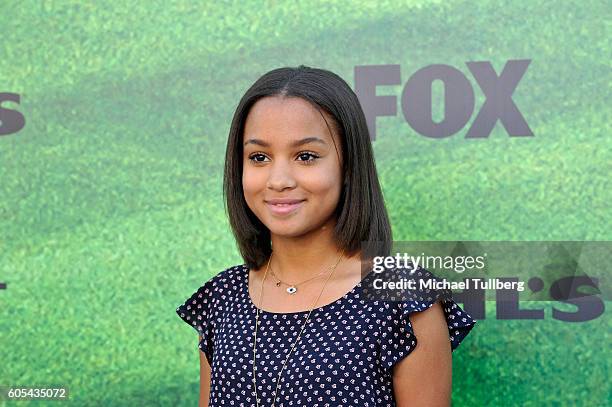 Actress Corinne Massiah attends the premiere of Fox's "Pitch" at West LA Little League Field on September 13, 2016 in Los Angeles, California.