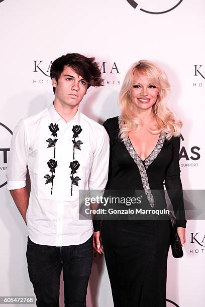 Pamela Anderson and her son Dylan Jagger Lee at the Unitas Hosts Second Annual Gala Against Human Trafficking at Capitale on September 13, 2016 in...