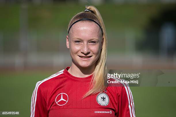 Anna Gerhardt poses during the Germany Women's U20 team presentation on September 13, 2016 in Duesseldorf, Germany.