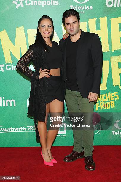 Jessica Decote and Carlo Guerra attend the "No Manches Frida" Mexico City premiere at Cinepolis Plaza Universidad on September 13, 2016 in Mexico...
