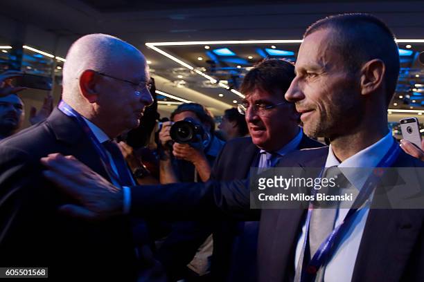 President of the Football Association of Slovenia and candidate for the UEFA presidency Aleksander Ceferin and Dutch Football Association president...