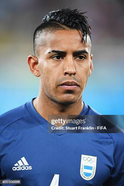 Jose Luis Gomez of Argentina looks on during the Olympic Men's Football match between Argentina and Algeria at Olympic Stadium on August 7, 2016 in...