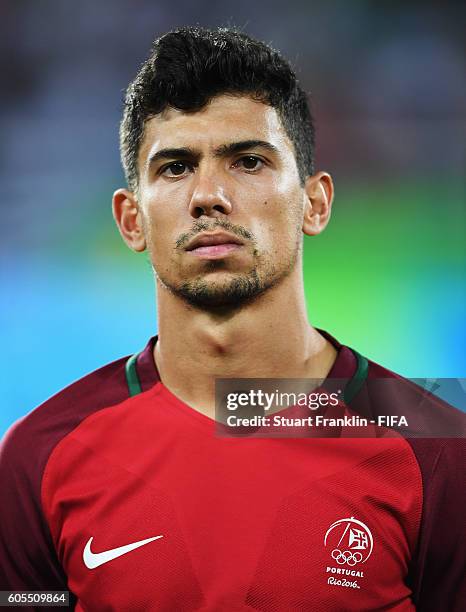 Andre of Portugal looks on during the Olympic Men's Football match between Portugal and Argentina at Olympic Stadium on August 4, 2016 in Rio de...