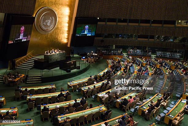 Delegates sit in attendance in General Assembly Hall for the closing 118th plenary of the 70th General Assembly session. At back-to-back plenary...