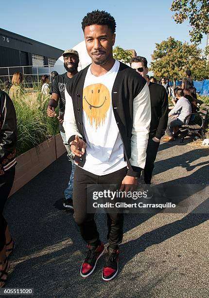 Actor Michael B. Jordan is seen arriving at Coach 1941 Women's Spring 2017 Show at Pier 76 on September 13, 2016 in New York City.