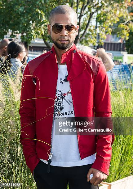 Actor Jussie Smollett is seen arriving at Coach 1941 Women's Spring 2017 Show at Pier 76 on September 13, 2016 in New York City.