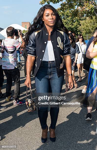 Professional tennis player/designer Serena Williams is seen arriving at Coach 1941 Women's Spring 2017 Show at Pier 76 on September 13, 2016 in New...