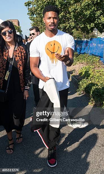 Actor Michael B. Jordan is seen arriving at Coach 1941 Women's Spring 2017 Show at Pier 76 on September 13, 2016 in New York City.