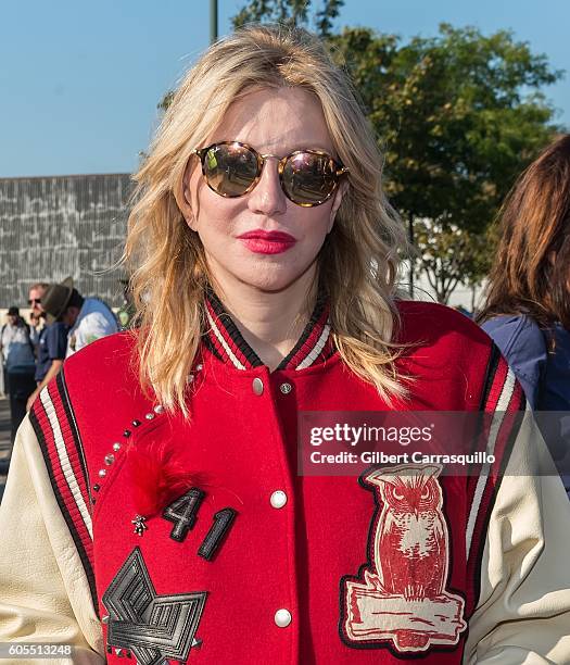 Musician/actress Courtney Love is seen arriving at Coach 1941 Women's Spring 2017 Show at Pier 76 on September 13, 2016 in New York City.