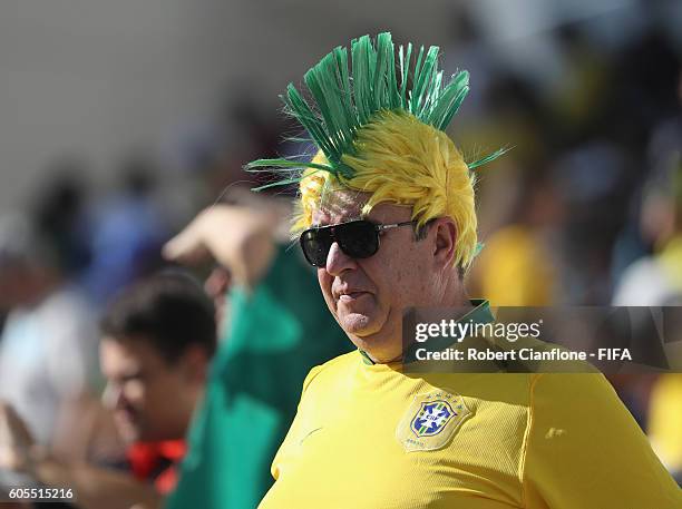 Fans are seen before the Men's Football Semi Final between Nigeria and Germany on Day 12 of the Rio 2016 Olympic Games at Arena Corinthians on August...