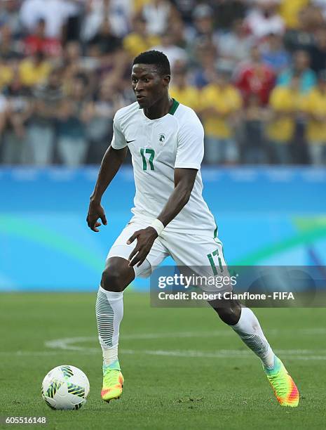 Usman Muhammed of Nigeria controls the ball during the Men's Football Semi Final between Nigeria and Germany on Day 12 of the Rio 2016 Olympic Games...