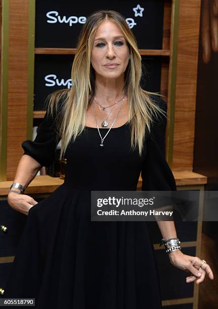 Sarah Jessica Parker attends a photocall as she launches her new fragrance 'Stash' at Superdrug, Westfield White City on September 14, 2016 in...