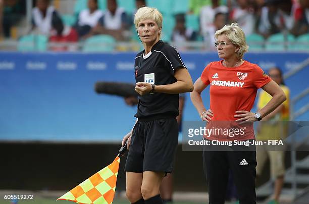 Assistant Referee Natalia Rachynska during the Women's Football Quarter Final match between China and Germany on Day 7 of the Rio 2016 Olympic Games...