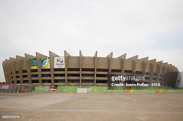 General view before the Women's Semi Final match between Canada and Germany on Day 11 of the Rio2016 Olympic Games at Mineirao Stadium on August 16,...