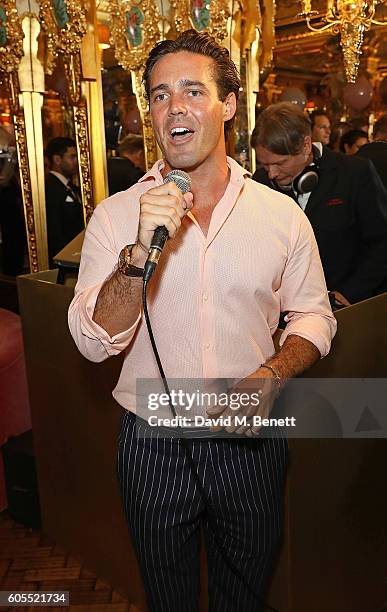 Spencer Matthews attends Sabrina Ho's birthday party at Oscar Wilde Bar, Hotel Cafe Royal on September 12, 2016 in London, England.