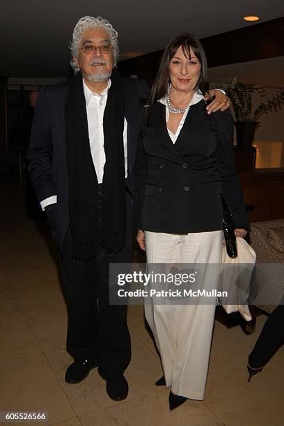 Robert Graham Jr. And Anjelica Huston attend VANITY FAIR Pre Golden Globes Party at Sunset Tower Hotel on January 15, 2006 in West Hollywood, CA.