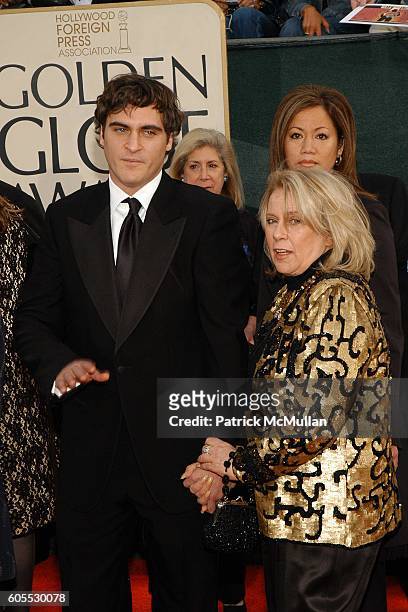 Joaquin Phoenix and Arlyn Sharon attend The 63rd Annual GOLDEN GLOBE AWARDS - Red Carpet Arrivals at The Beverly Hilton on January 16, 2006 in...