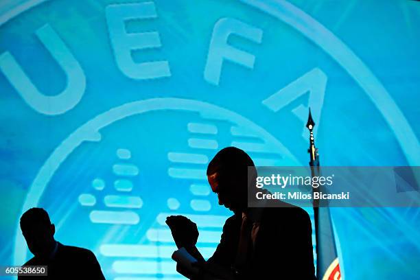 Newly elected UEFA President Aleksander Ceferin at the 12th Extraordinary UEFA congress in in Athens, Greece 14 September 2016.