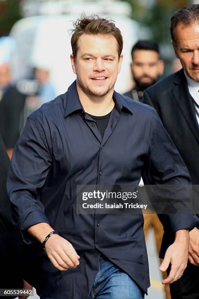 Producer Matt Damon attends the 'Manchester by the Sea' premiere during the 2016 Toronto International Film Festival at Princess of Wales Theatre on...