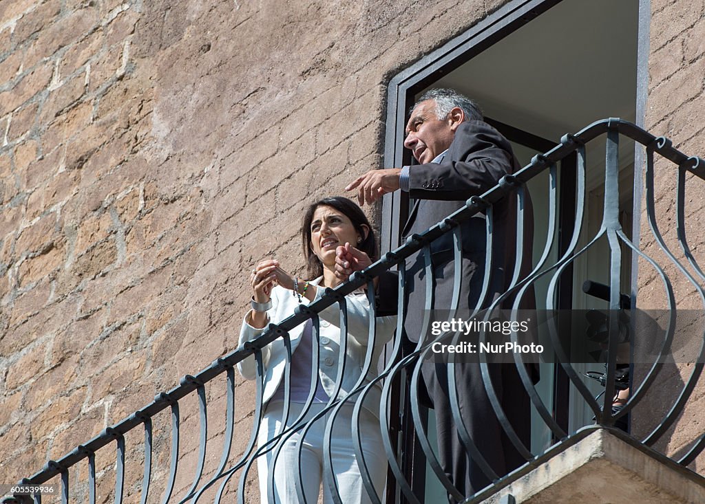 Mayor of Rome Virginia Raggi receives the A.S. Roma's president James Pallotta