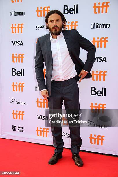 Actor Casey Affleck attends the 'Manchester by the Sea' premiere during the 2016 Toronto International Film Festival at Princess of Wales Theatre on...