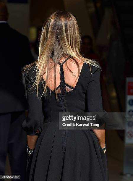 Sarah Jessica Parker, dress detail, attends a photocall as she launches her new fragrance 'Stash' at Boots Piccadilly Circus on September 14, 2016 in...