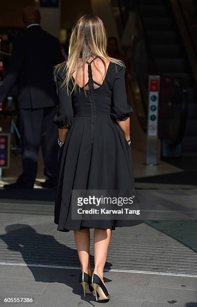 Sarah Jessica Parker, dress detail, attends a photocall as she launches her new fragrance 'Stash' at Boots Piccadilly Circus on September 14, 2016 in...