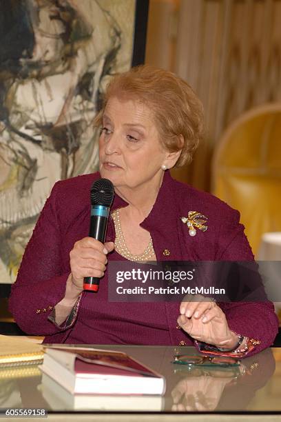 Madeleine Albright attends Madeleine Albright and Jonathan Burnham introduce her new book: THE MIGHTY & ALMIGHTY, Reflections on America, God and...