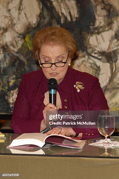 Madeleine Albright attends Madeleine Albright and Jonathan Burnham introduce her new book: THE MIGHTY & ALMIGHTY, Reflections on America, God and...