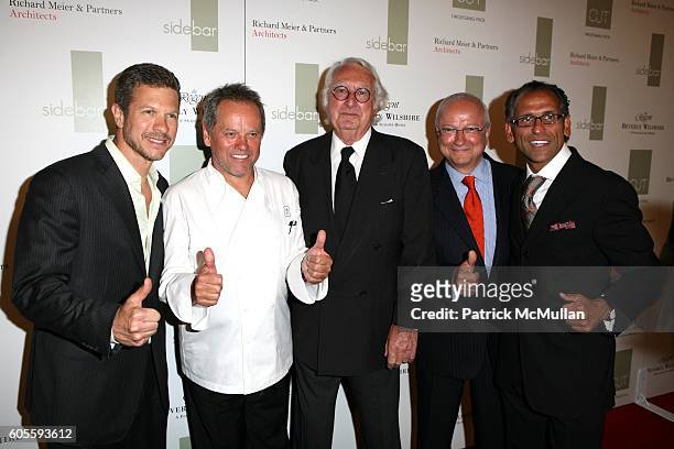 Tom Kaplan, Wolfgang Puck, Richard Meier, Wolf Hengst and Radha R. Arora attend Wolfgang Puck Opens Cut Steakhouse - Arrivals at The Regent Beverly...