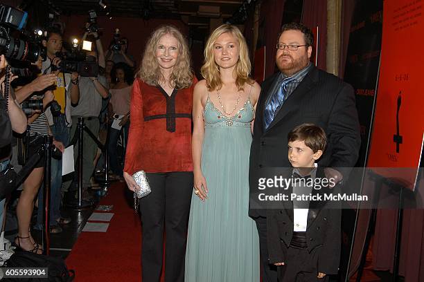 Mia Farrow, Julia Stiles, John Moore and Seamus Davey-Fitzpatrick attend THE CINEMA SOCIETY & DKNY JEANS present a special screening of THE OMEN at...