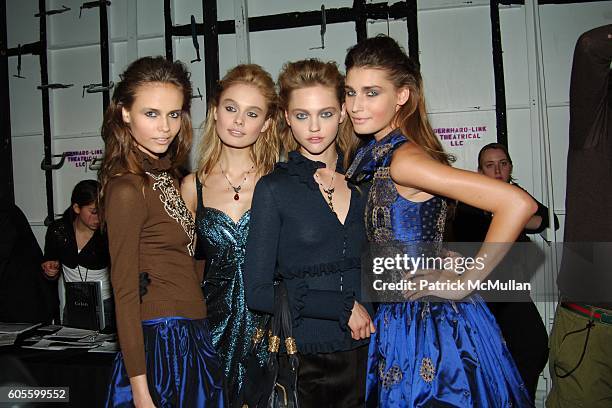 Natasha Poly, Inguna Butane, Model and Eugenia Volodina at BADGLEY MISCHKA Fall 2006 Fashion Show - Backstage at The Tent at Bryant Park on February...