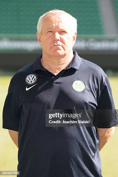 Dr. Guenter Pfeiler poses during the official team presentation of VfL Wolfsburg at Volkswagen Arena on September 14, 2016 in Wolfsburg, Germany.