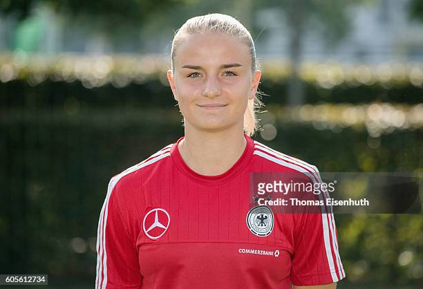 Lisa Schoeppl of the Under-17 national girl's team of Germany during the official photo session on September 14, 2016 in Bad Blankenburg, Germany.
