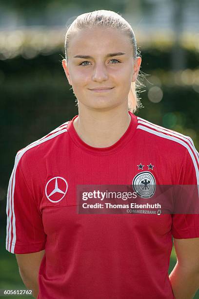 Lisa Schoeppl of the Under-17 national girl's team of Germany during the official photo session on September 14, 2016 in Bad Blankenburg, Germany.