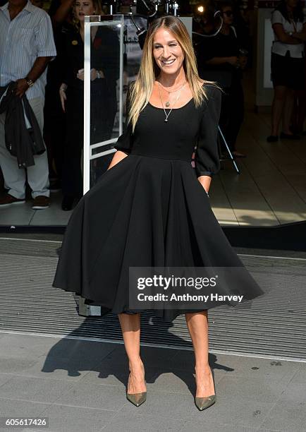 Sarah Jessica Parker attends a photocall at the launch of her new fragrance 'Stash' at Boots Piccadilly Circus on September 14, 2016 in London,...