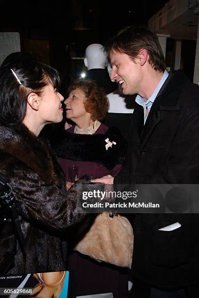 Fairuza Balk and David Zinczenko attend The Launch of PATRICK MCMULLAN'S Book "KISS KISS" and the new DKNY Fragrance RED DELICIOUS at DKNY Store on...