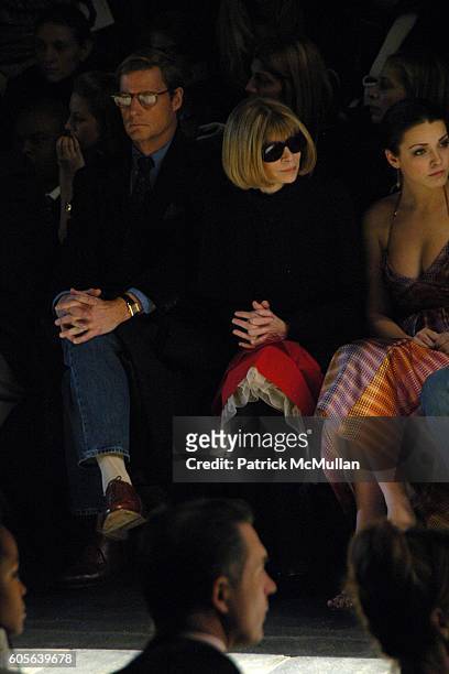 Shelby Bryan, Anna Wintour and Bee Shaffer attend Zac Posen Fall2006 Fashion Show Front Row at The Tent at Bryant Park on February 9, 2006.