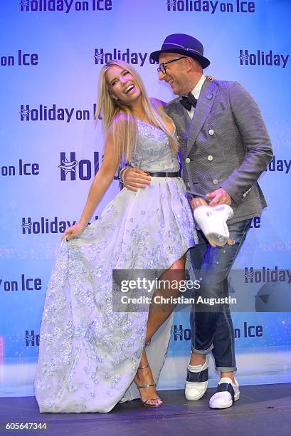 Sylvie Meis and Thomas Rath attend the presentation of the new Holiday on Ice show 'Time' at Kehrwieder Theater on September 14, 2016 in Hamburg,...