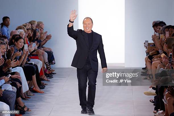 Fashion designer Michael Kors on the runway at the Michael Kors Spring 2017 Runway Show duing NEw York Fasion Week at Spring Studios on September 14,...