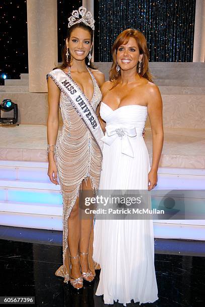 Zuleyka Rivera Miss Universe 2006 and Maria Celeste Arraras attend 55th Annual Mrs. Universe Competition at The Shrine Auditorium on July 23, 2006.