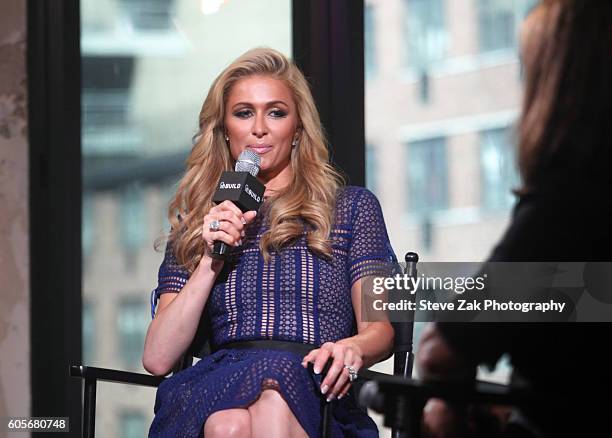 Paris Hilton attends Build Serires to discuss her latest fragrance "Gold Rush," and her DJ residencies at AOL HQ on September 14, 2016 in New York...