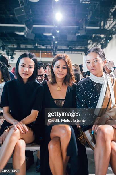 Yoyo Cao, Christine Centenera, Tina Leung at Spring Studios on September 14, 2016 in New York City. Yoyo wears a Michael Kors Access Smart Watch.