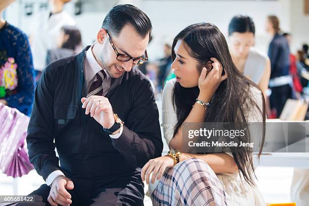 Mitchell Oakley Smith, Amy Yasmine at Spring Studios on September 14, 2016 in New York City. Mitchell and Amy wear Michael Kors Access Smart Watches.