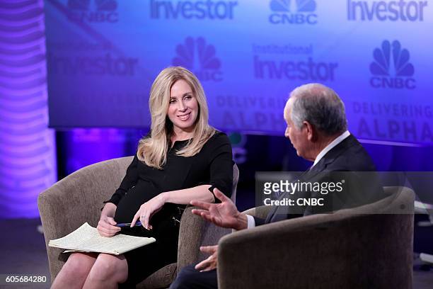 Pictured: CNBC?s Becky Quick moderates a keynote with Stephen A. Schwarzman, Chairman, Chief Executive Officer and Co-Founder, Blackstone at the 6th...