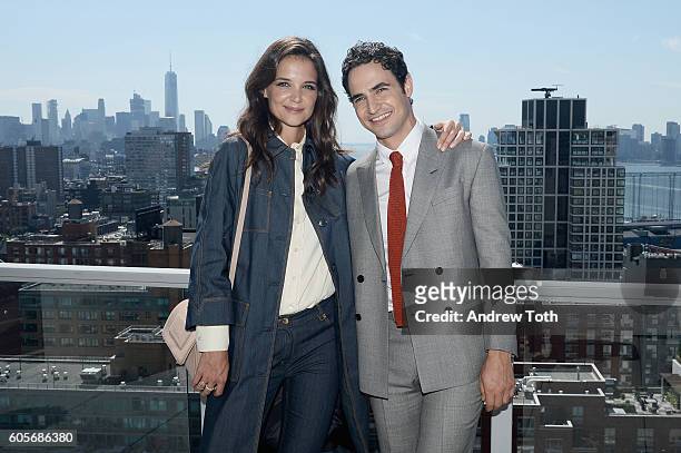 Actress Katie Holmes and designer Zac Posen attend the Brooks Brothers SS 2017 Presentation during New York Fashion Week with creative director Zac...
