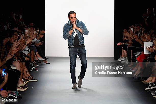Designer Bibhu Mohapatra greets the audience at the Bibhu Mohapatra during New York Fashion Week: The Shows at The Dock, Skylight at Moynihan Station...