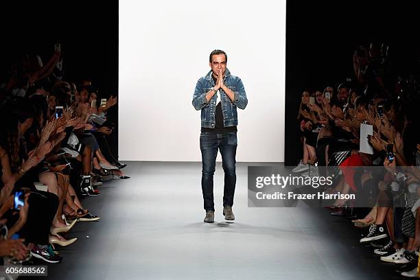 Designer Bibhu Mohapatra greets the audience at the Bibhu Mohapatra during New York Fashion Week: The Shows at The Dock, Skylight at Moynihan Station...