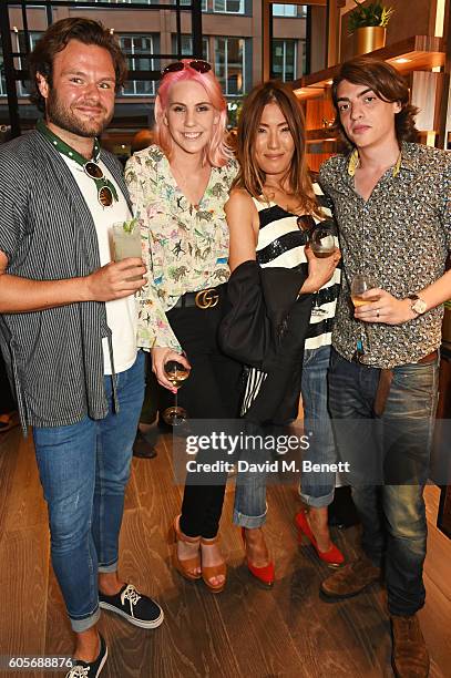 James E Harvey-Kelly, India Rose James, Mimi Nishikawa and Sascha Bailey attend the first Oliver Peoples boutique launch in Europe on September 14,...